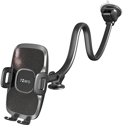 1Zero Gooseneck Phone Holder for Car and Truck, 14-Inch Arm, Black clamp